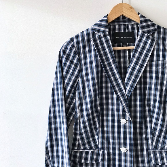 NEW Banana Republic Poplin Plaid Blazer - Picture 11 of 11